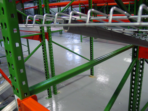 Wire Shelf Deck isLowered into the Pallet RackStep Beams